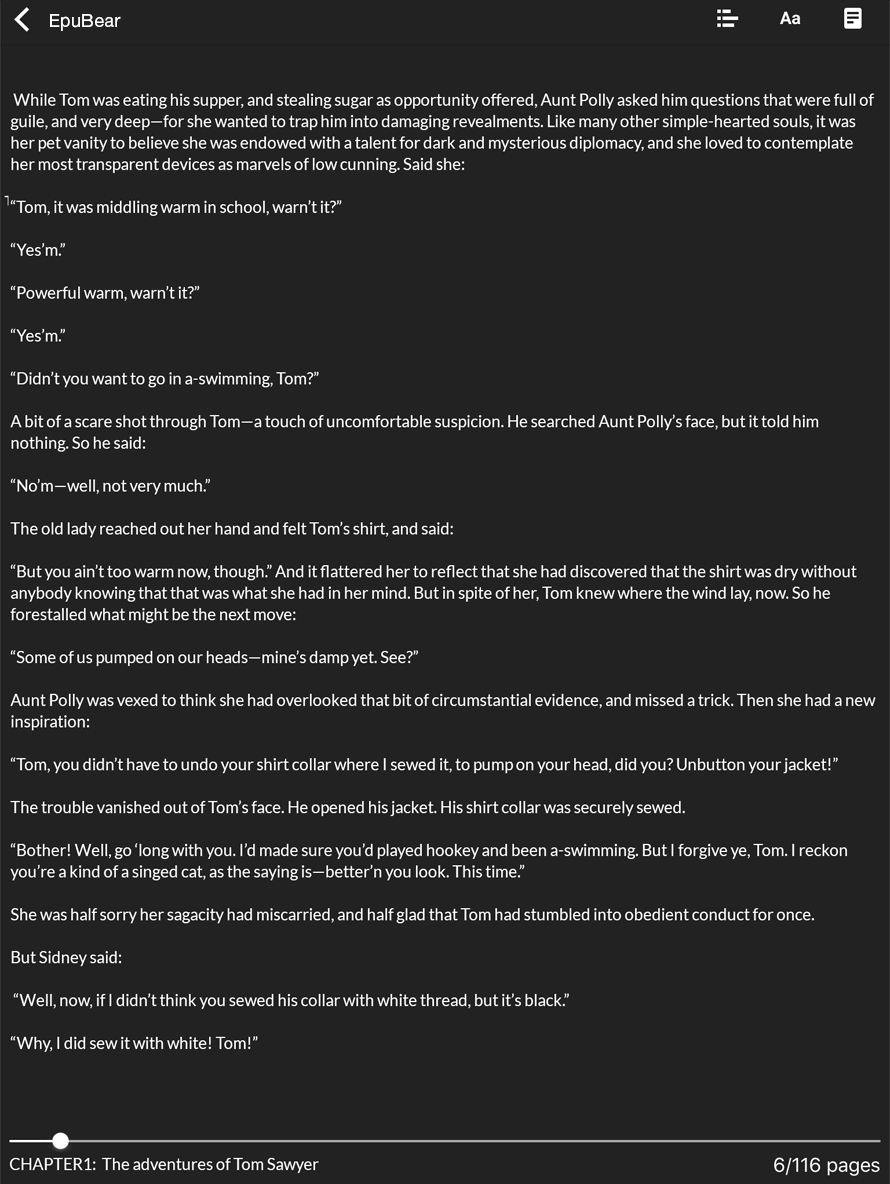 Chapter navigation in epuBear reader